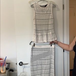 white knit stretch crotchet two piece set